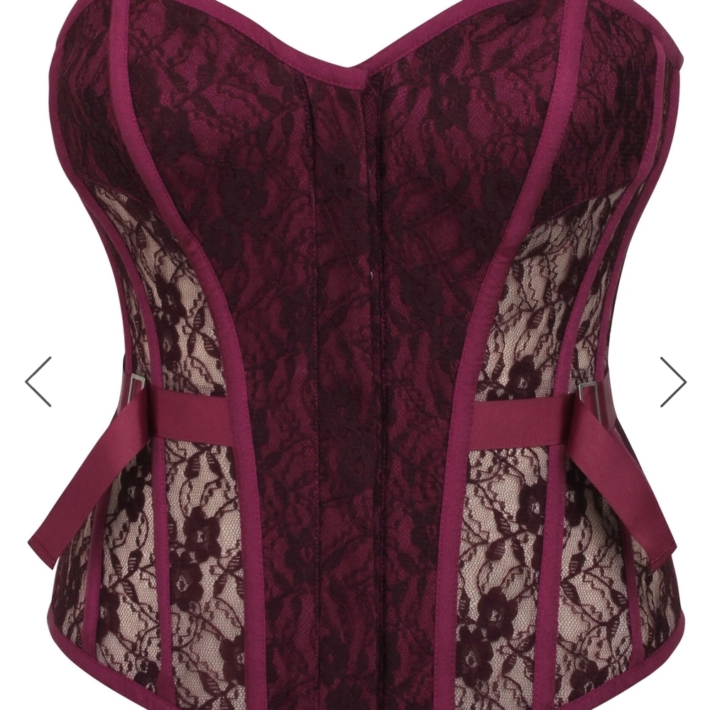 New W Tags! Corset Story "Crushed Violets" Steel Boned Corset 32
